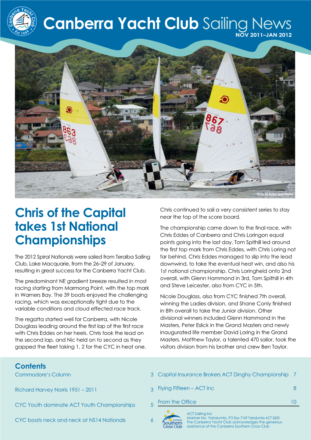 Canberra Yacht Club Sailing News NOV 2011–Jan 2012