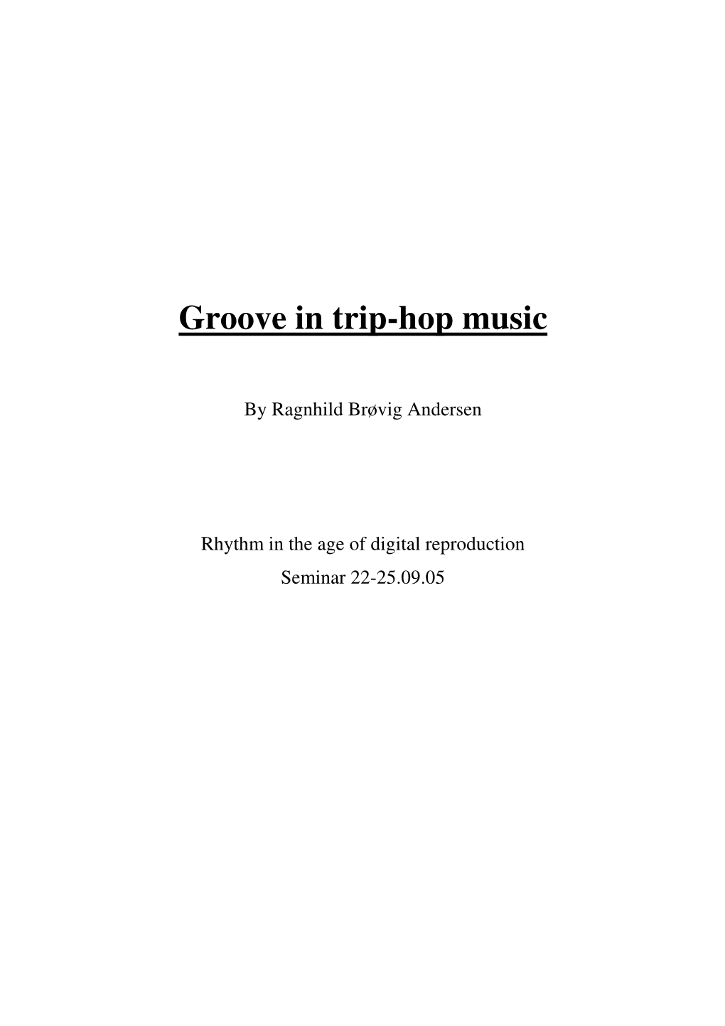 Groove in Trip-Hop Music