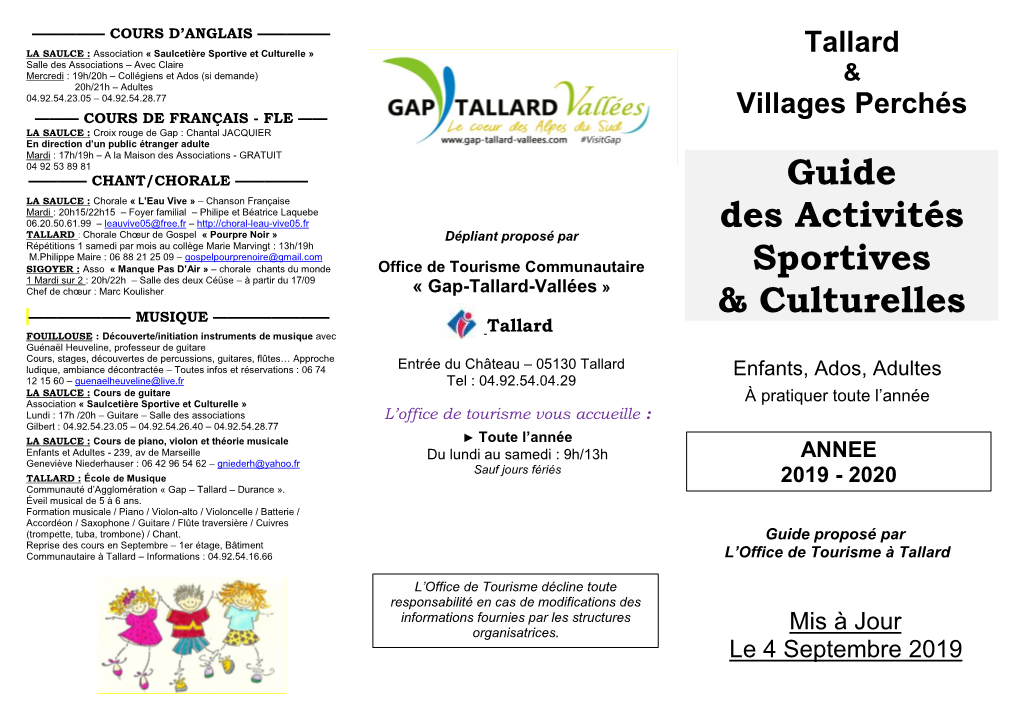 Guide Des Activités Sportives & Culturelles