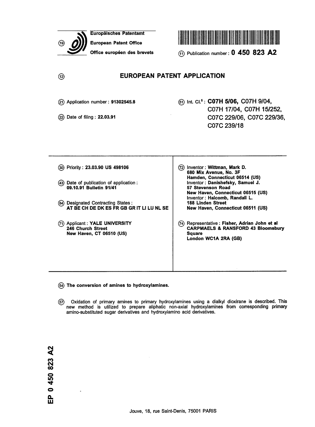 The Conversion of Amines to Hydroxylamines