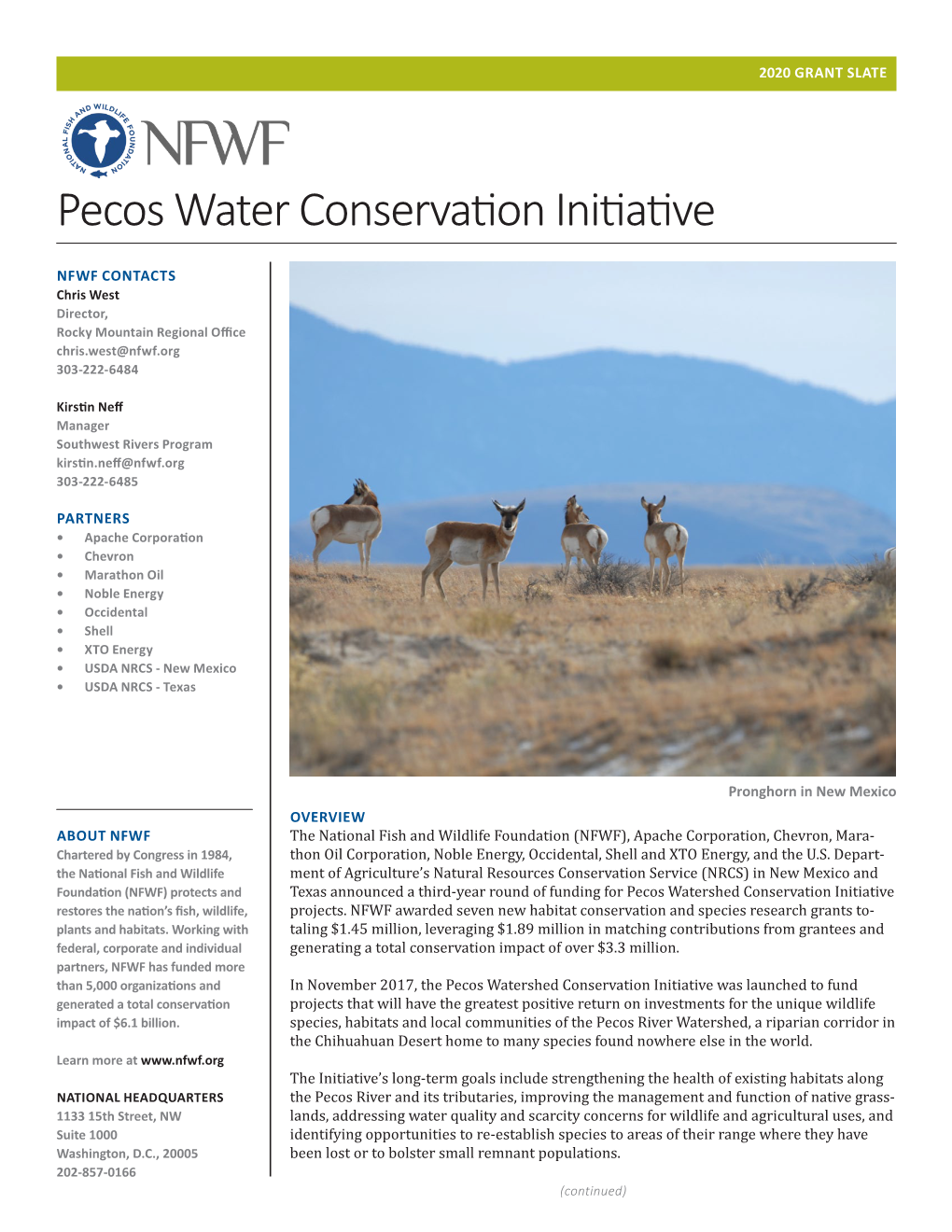 Pecos Water Conservation Initiative