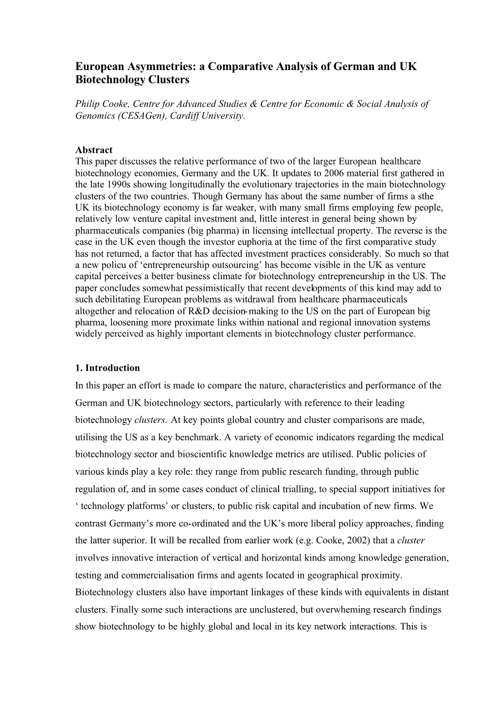 Cooke 06 European Asymmetries