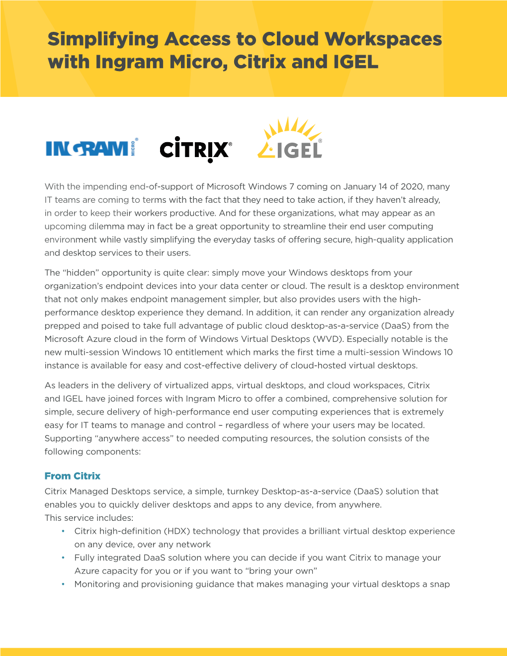 Simplifying Access to Cloud Workspaces with Ingram Micro, Citrix and IGEL