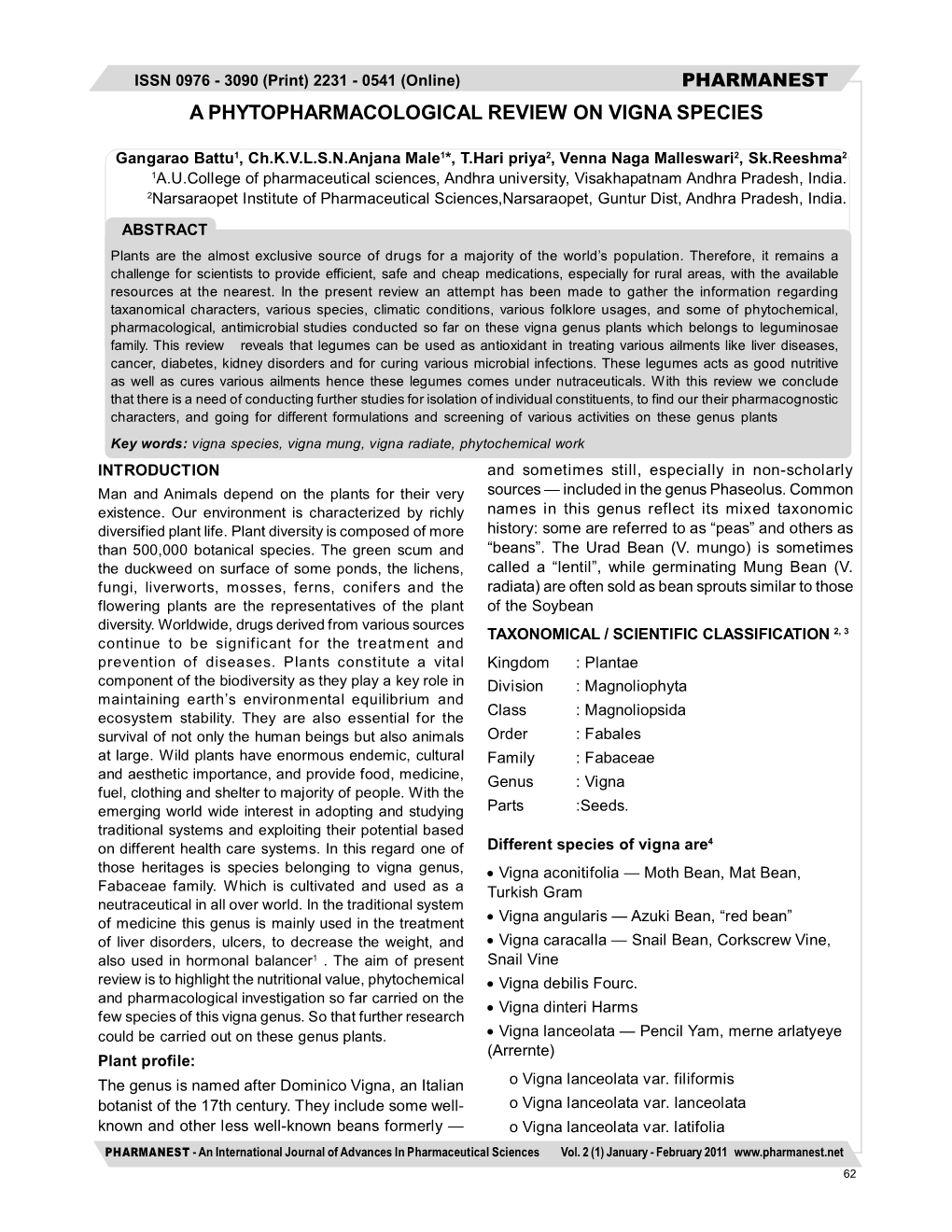 A Phytopharmacological Review on Vigna Species