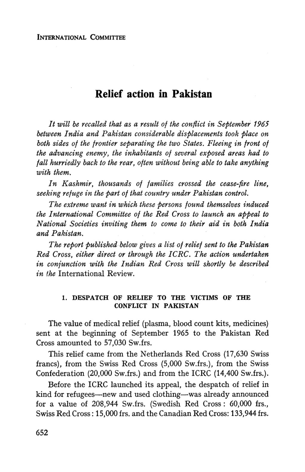 Relief Action in Pakistan