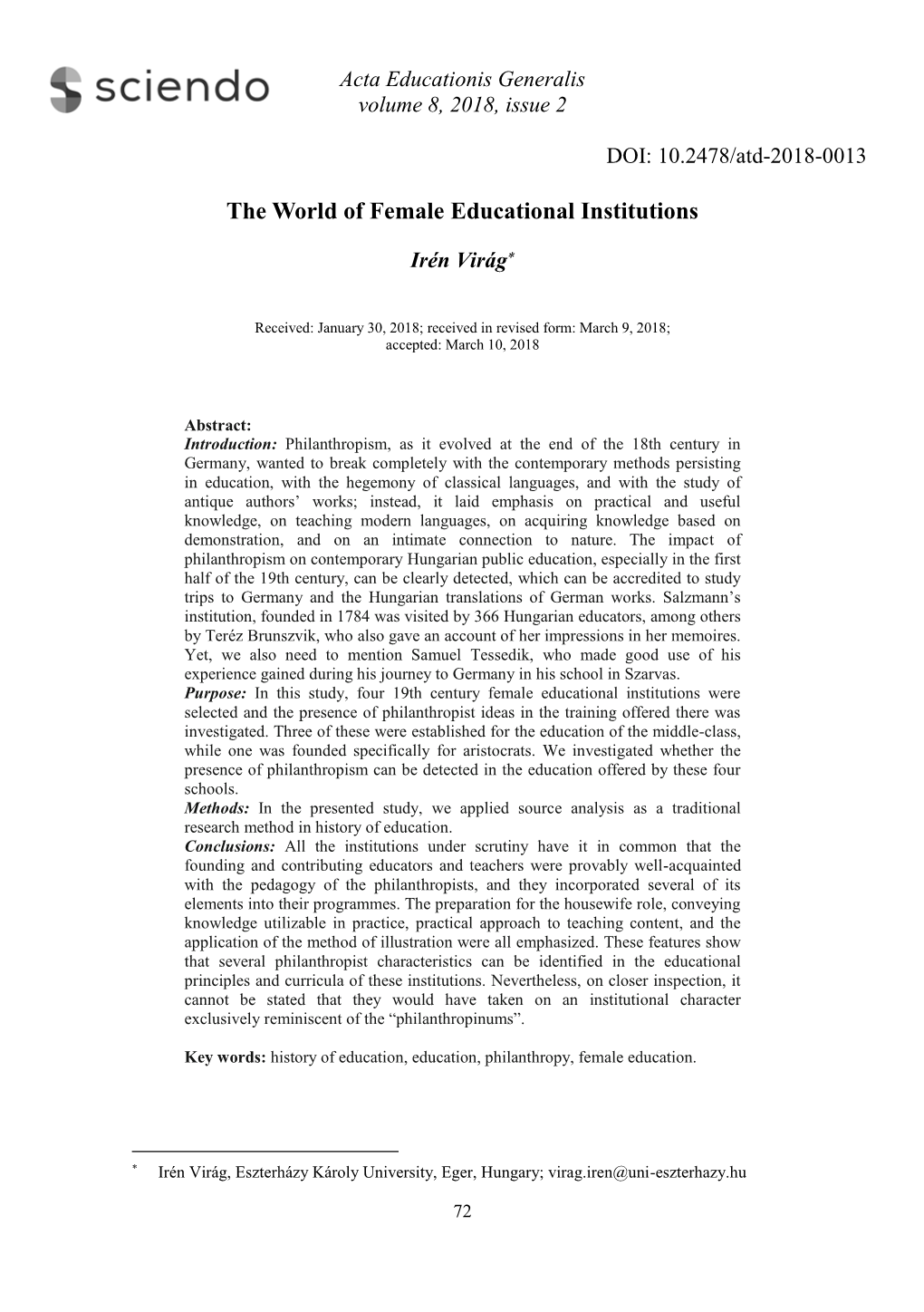 The World of Female Educational Institutions