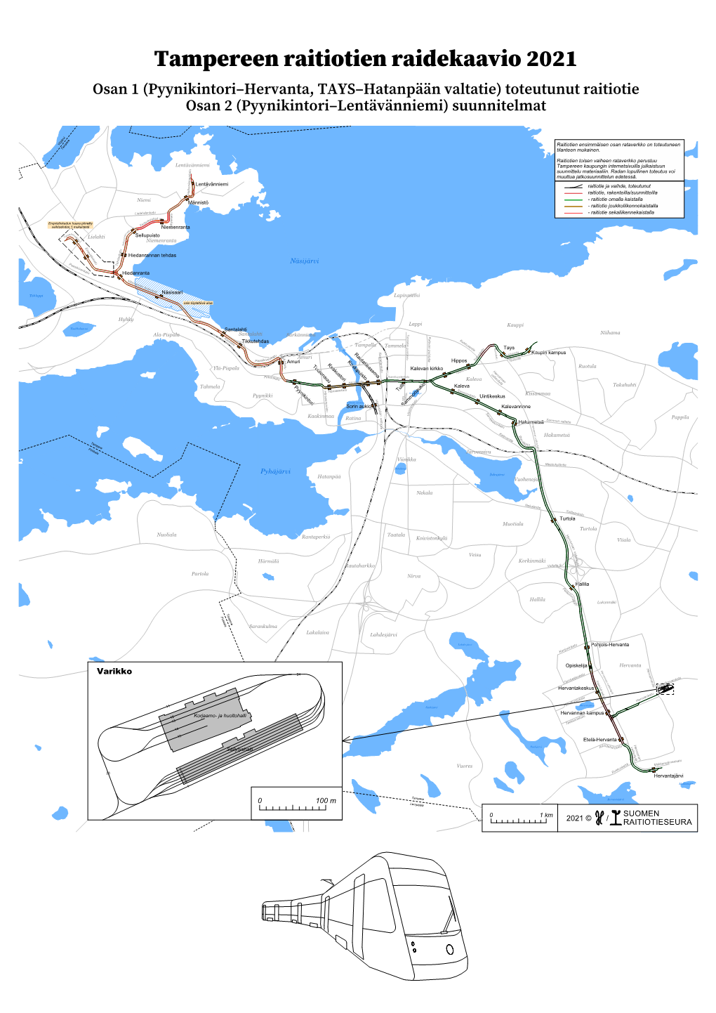 Tampereen Raitiotien Ensimmäisen Osan Raidekaavio 2021 Ja Toisen