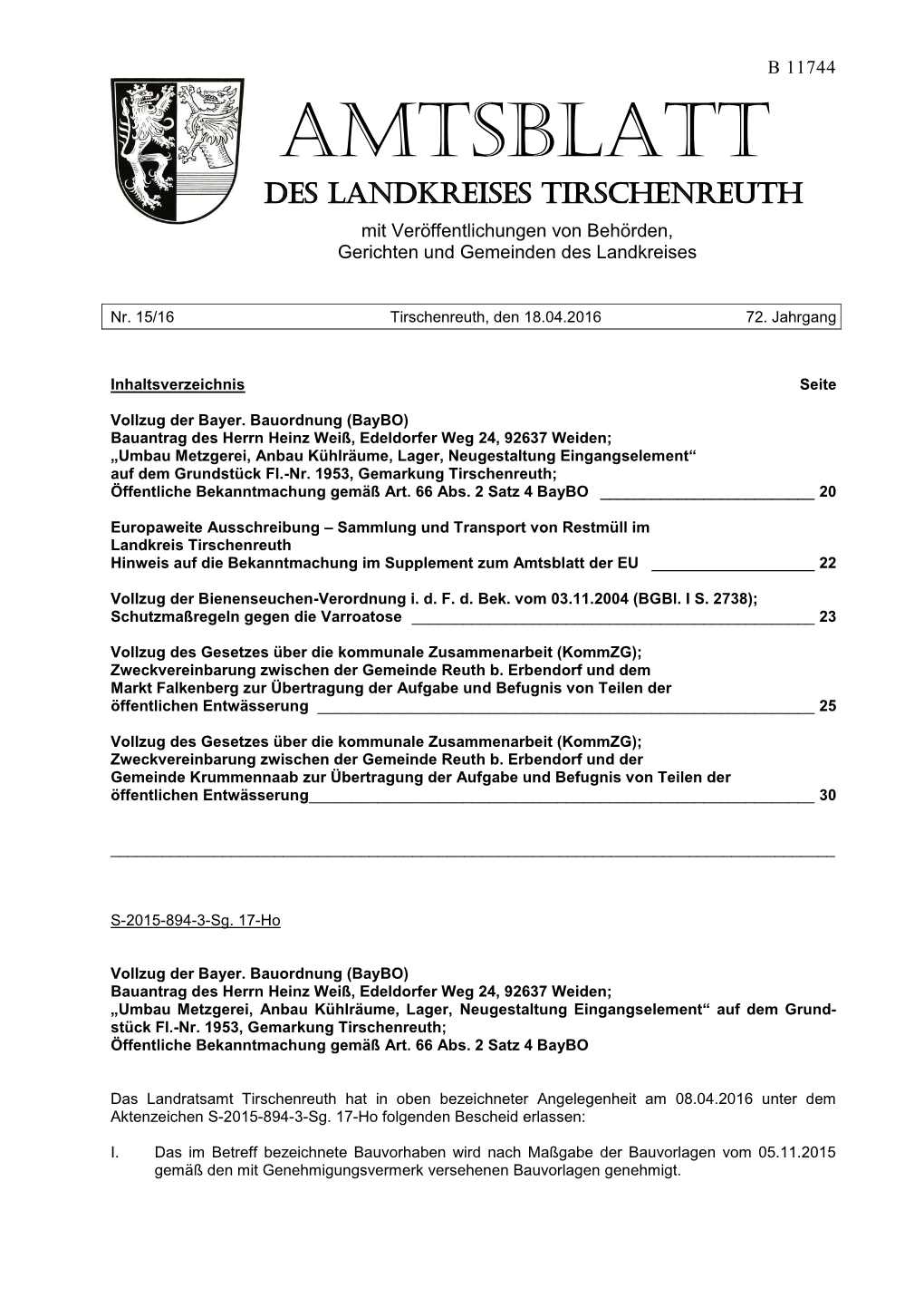 Amtsblatt Des Landkreises Tirschenreuth