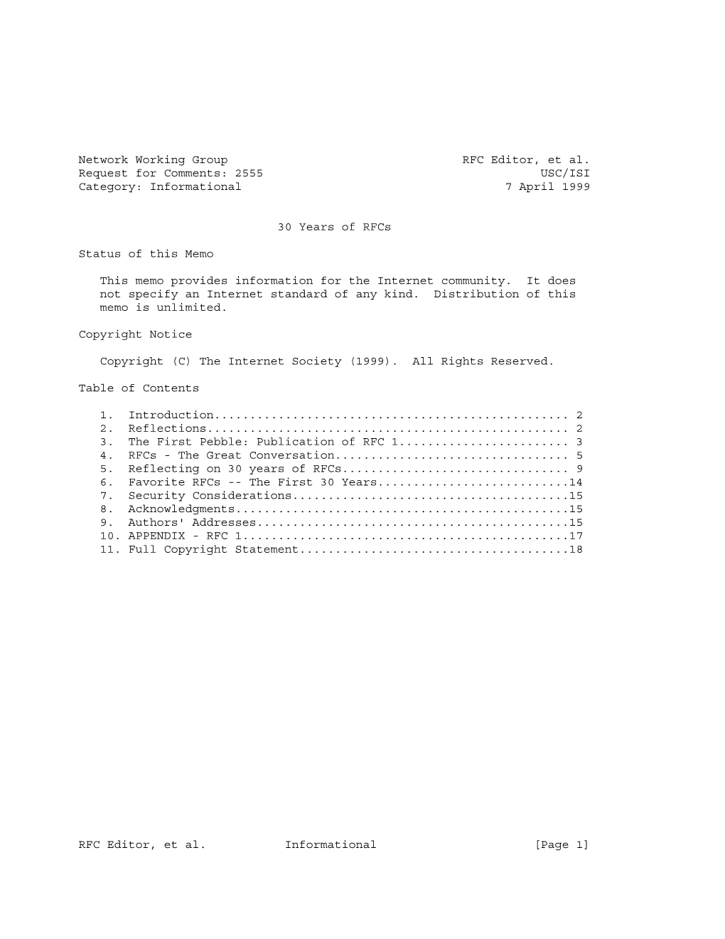 30 Years of Rfcs