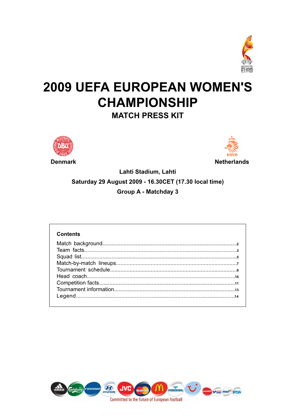 2009 Uefa European Women's Championship Match Press Kit