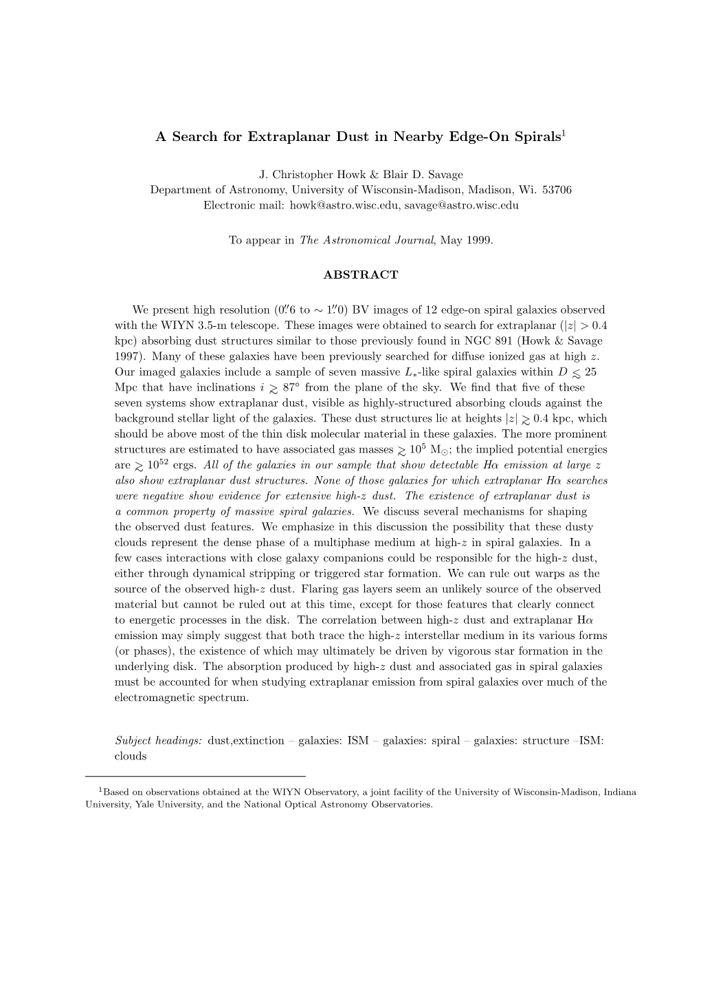 A Search for Extraplanar Dust in Nearby Edge-On Spirals1