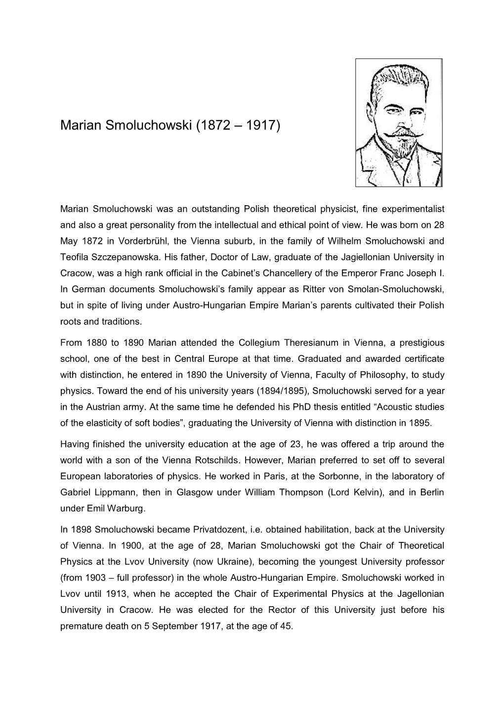 Marian Smoluchowski (1872 – 1917)