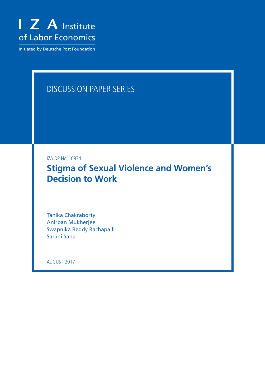 Stigma of Sexual Violence and Women's Decision to Work