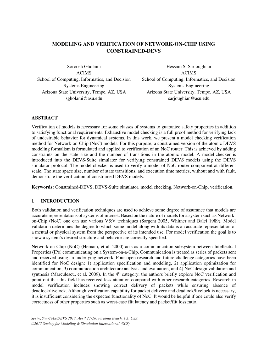 Modeling and Verification of Network-On-Chip Using Constrained-Devs