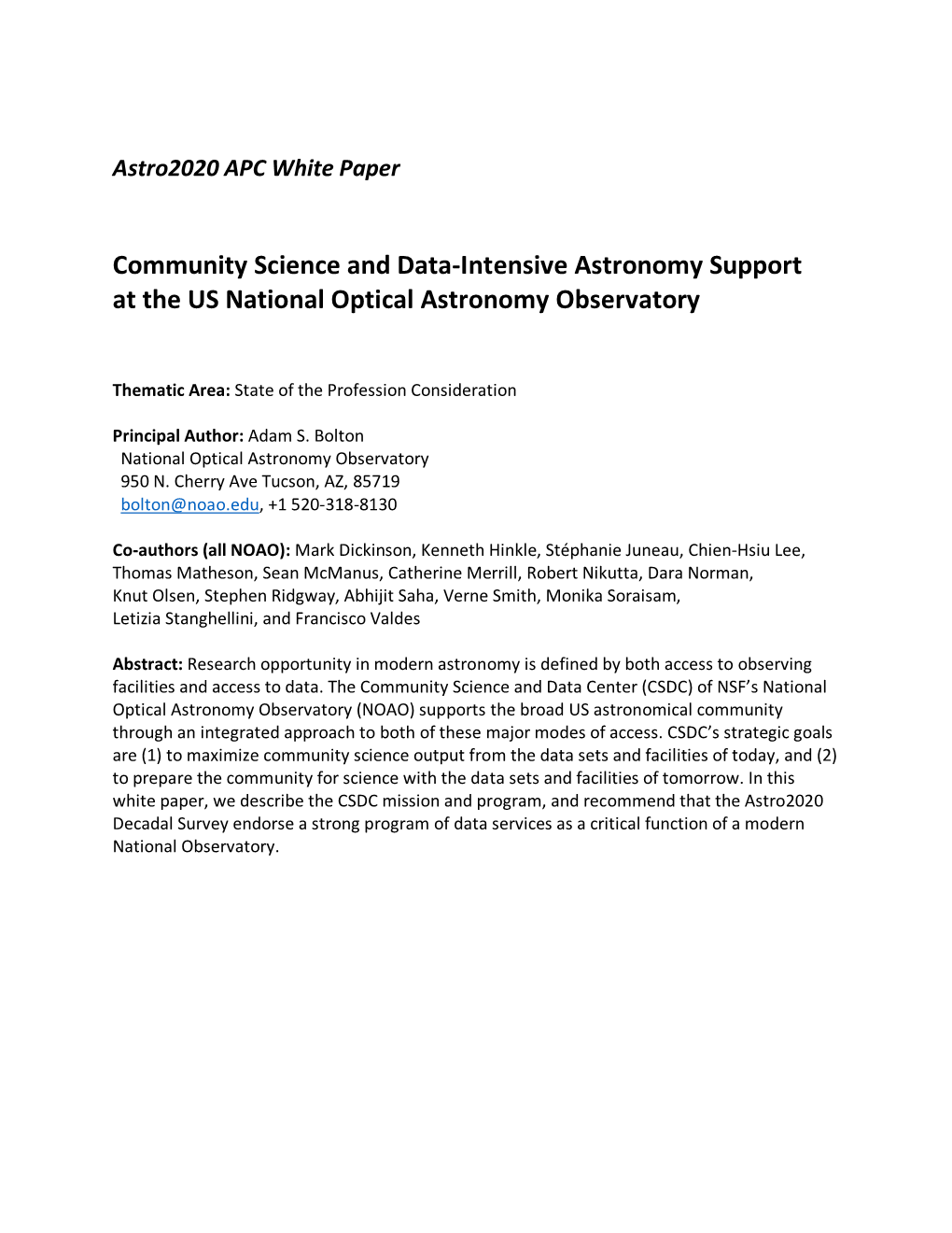 Community Science and Data-Intensive Astronomy Support at the US National Optical Astronomy Observatory
