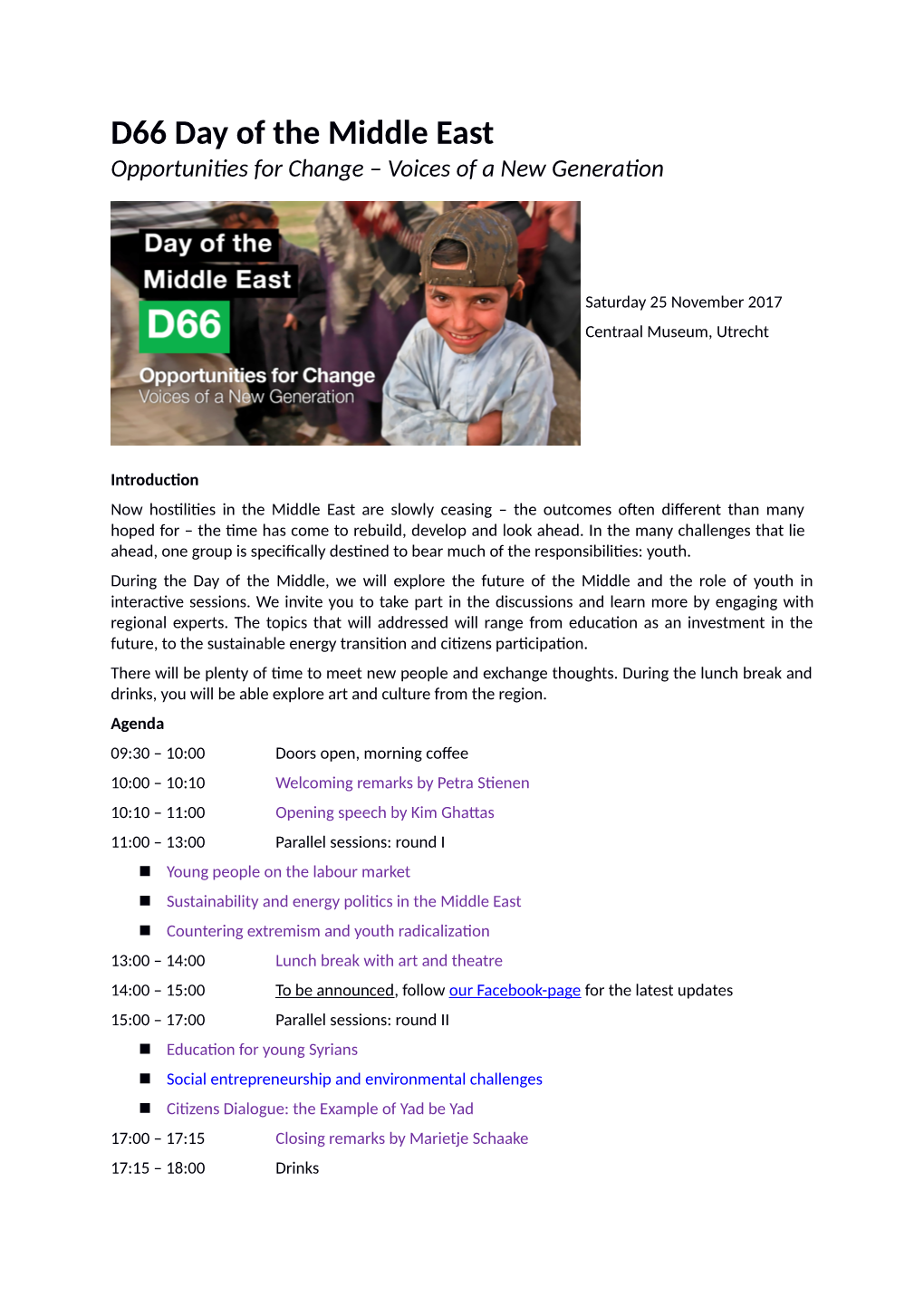 D66 Day of the Middle East Opportunities for Change – Voices of a New Generation
