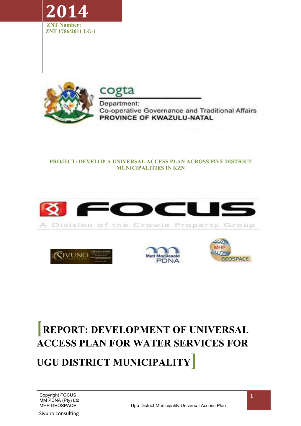 Report: Development of Universal Access Plan for Water Services for Ugu District Municipality]