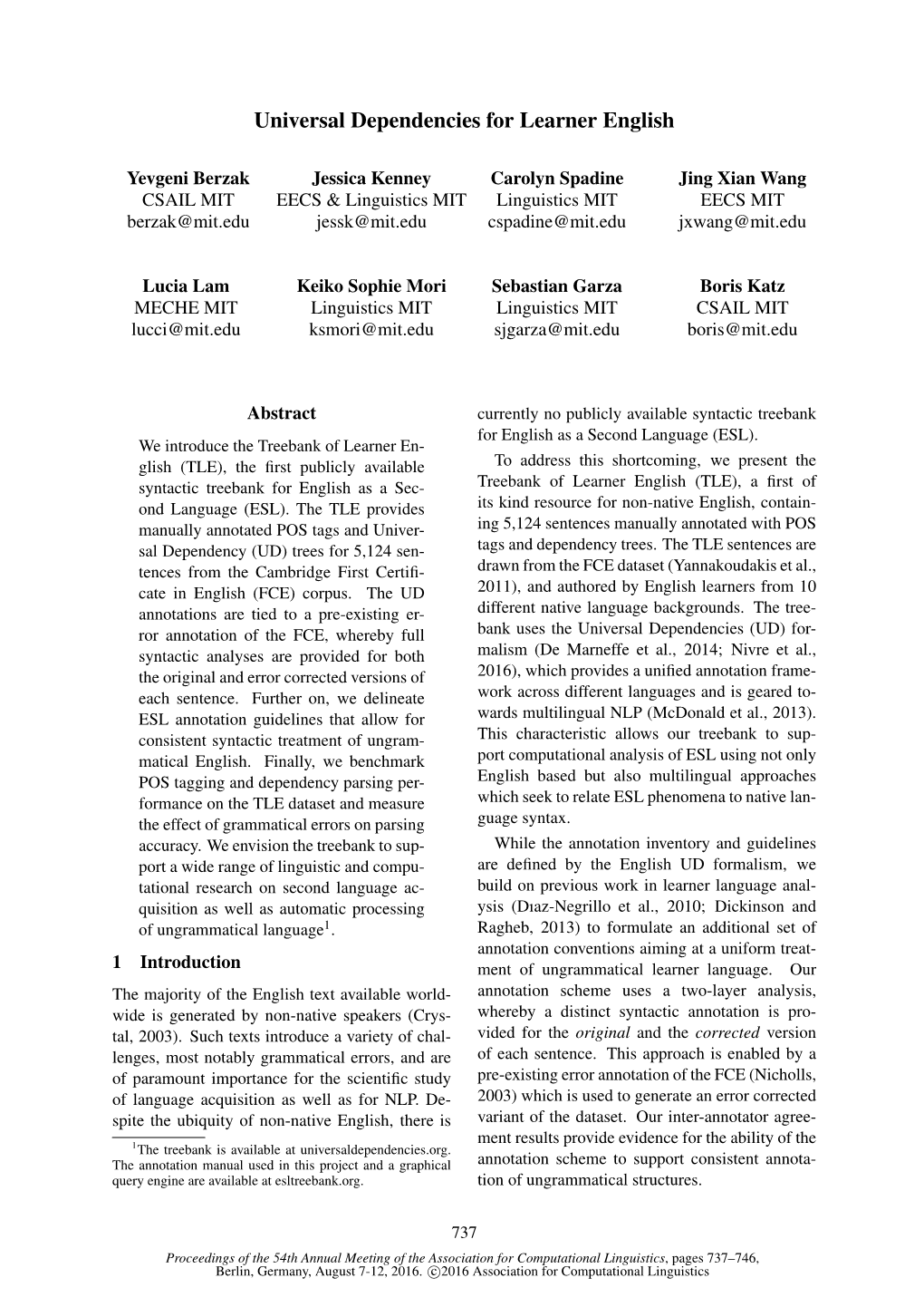 Universal Dependencies for Learner English