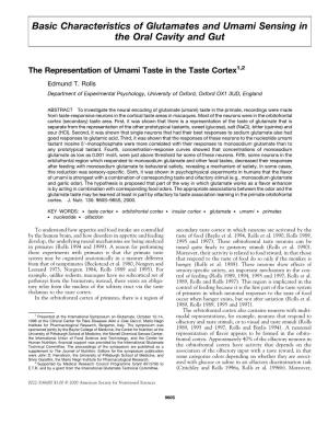 The Representation of Umami Taste in the Taste Cortex1,2 Edmund T