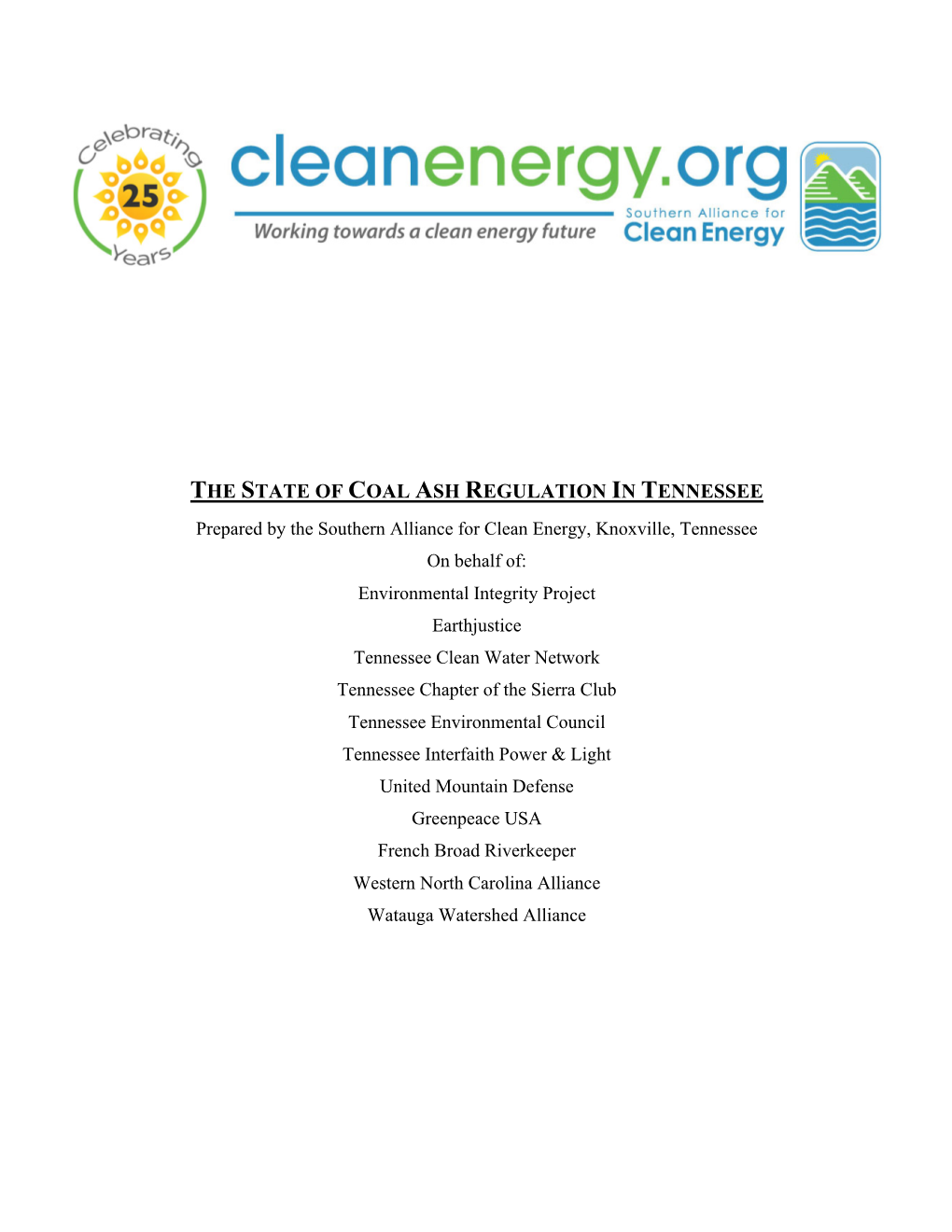 The State of Coal Ash Regulation in Tennessee