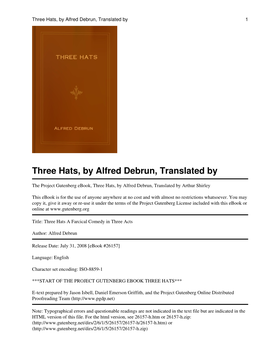 Three Hats, by Alfred Debrun, Translated by 1
