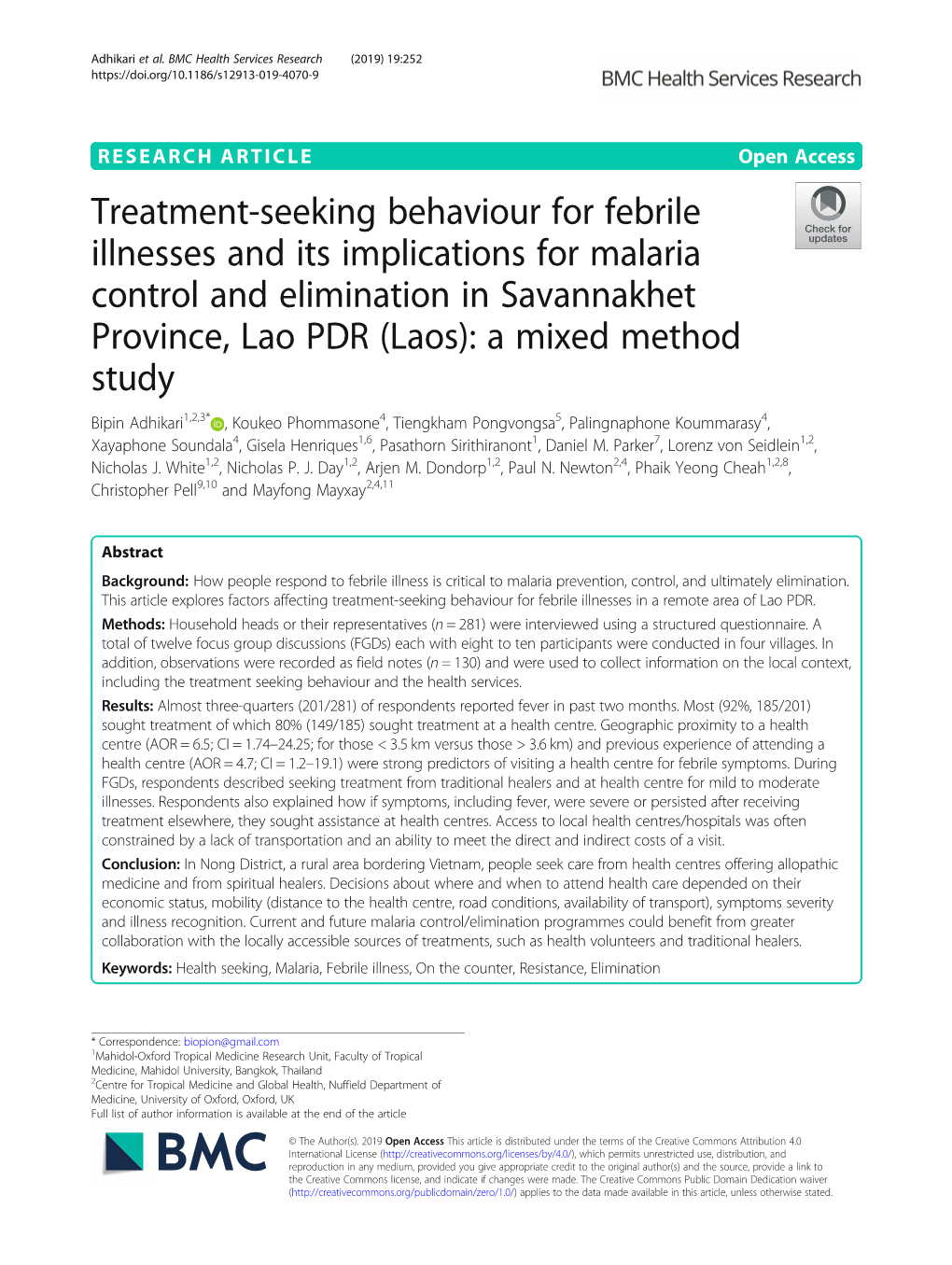 Treatment-Seeking Behaviour for Febrile Illnesses and Its Implications