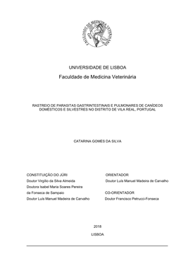 Rastreio De Parasitas Gastrintestinais E Pulmonares De Canídeos Domésticos E Silvestres No Distrito De Vila Real, Portugal