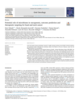 Potential Role of Microbiome in Oncogenesis, Outcome Prediction