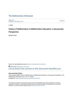 History of Mathematics in Mathematics Education: a Saussurean Perspective