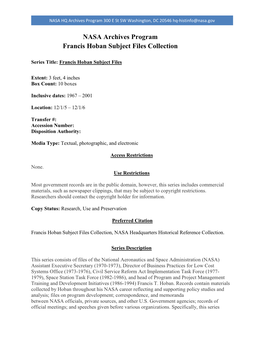 Francis Hoban Subject Files Collection