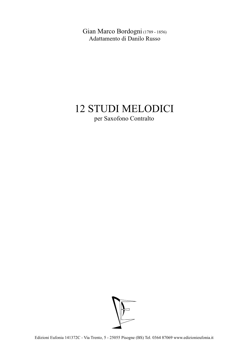 12 STUDI MELODICI Per Saxofono Contralto