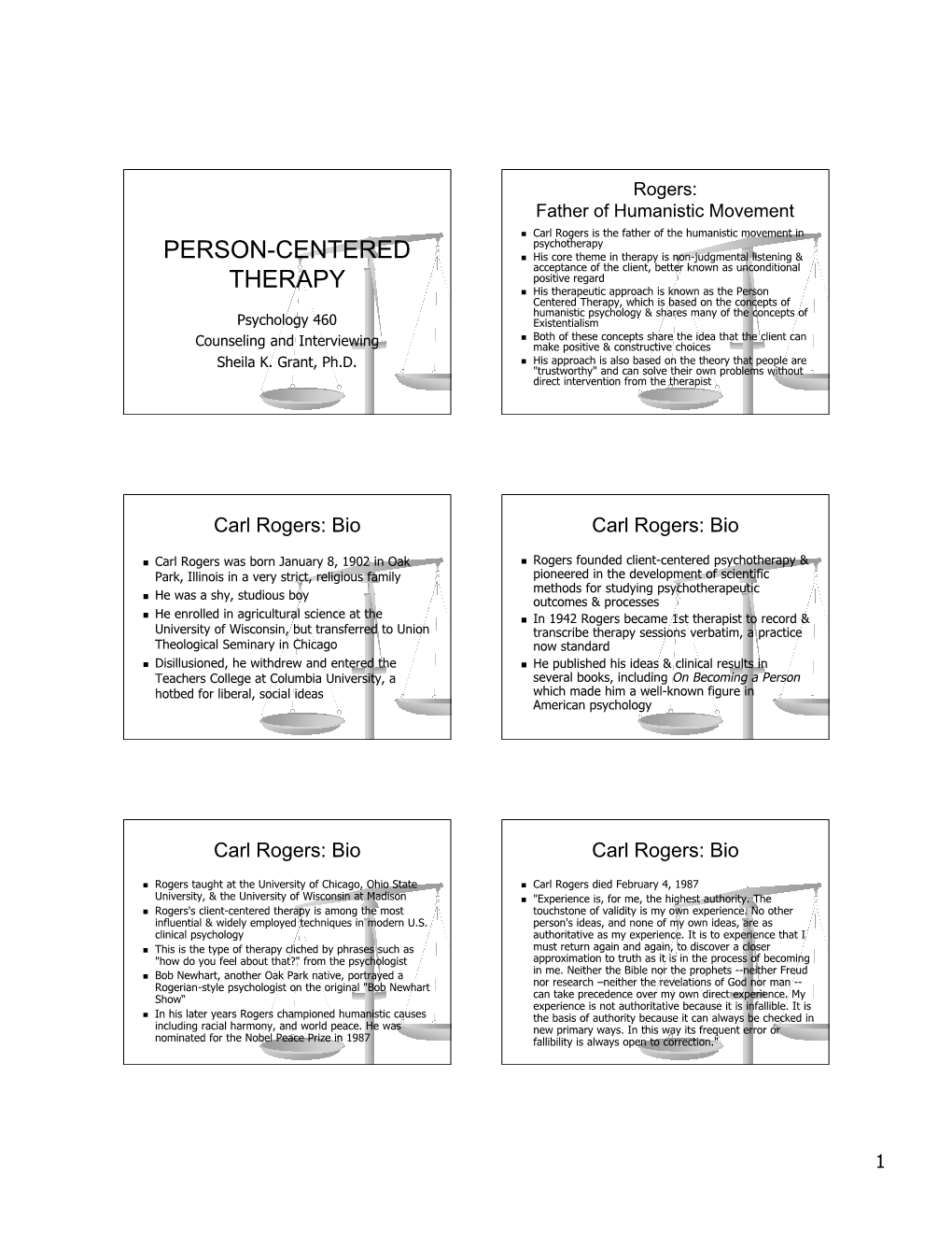 Person-Centered Therapy Carl Rogers: Bio (A Reaction Against the Directive and Psychoanalytic Approaches)