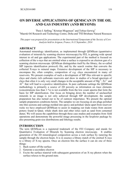 On Diverse Applications of Qemscan in the Oil and Gas Industry (And Beyond)