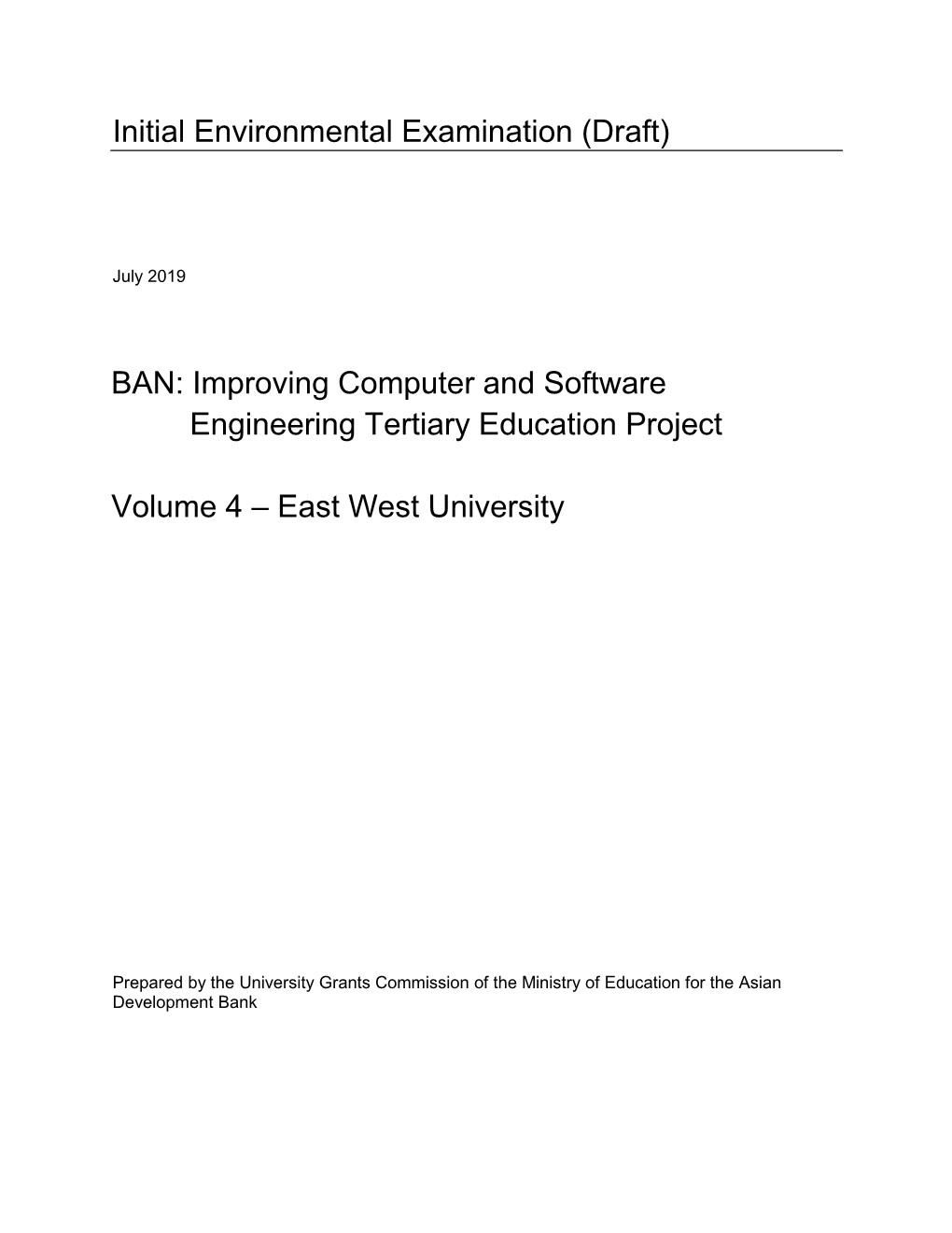 East West University Initial Environmental Examination