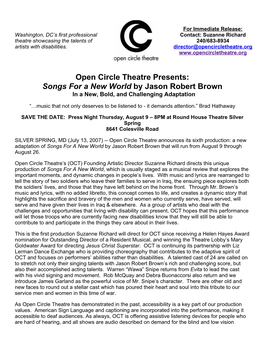 Songs for a New World by Jason Robert Brown in a New, Bold, and Challenging Adaptation