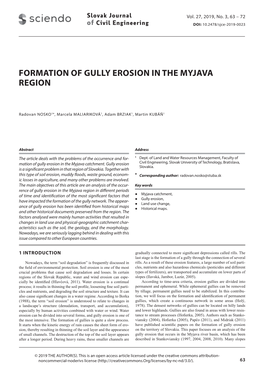 Formation of Gully Erosion in the Myjava Region