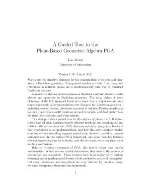 A Guided Tour to the Plane-Based Geometric Algebra PGA