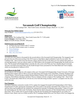 Savannah Golf Championship the Landings Club – Deer Creek Course | Savannah, Georgia | March 28 - 31, 2019