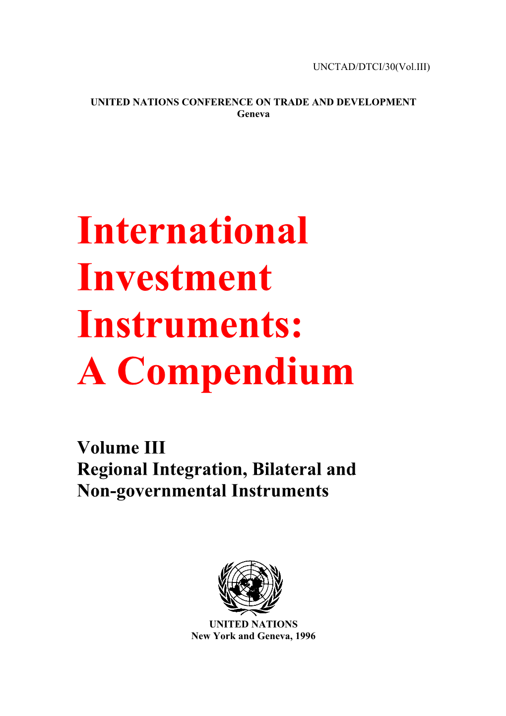 International Investment Instruments: a Compendium