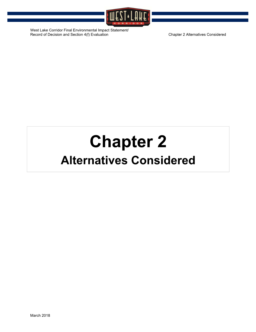 Chapter 2 Alternatives Considered