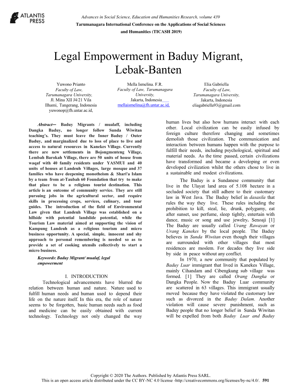 Legal Empowerment in Baduy Migrant, Lebak-Banten