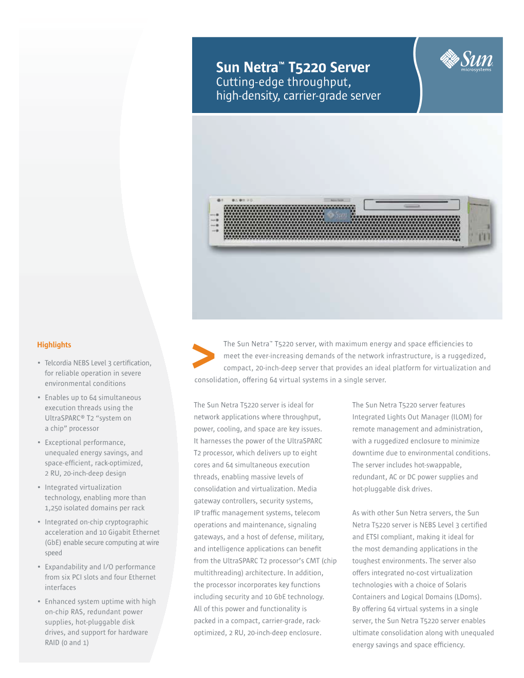 Sun Netra T5220 Server