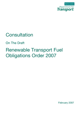 Consultation Renewable Transport Fuel Obligations Order 2007