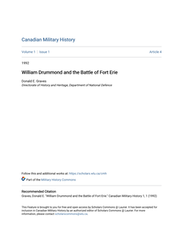William Drummond and the Battle of Fort Erie