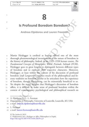 Is Profound Boredom Boredom? 3 Andreas Elpidorou and Lauren Freeman