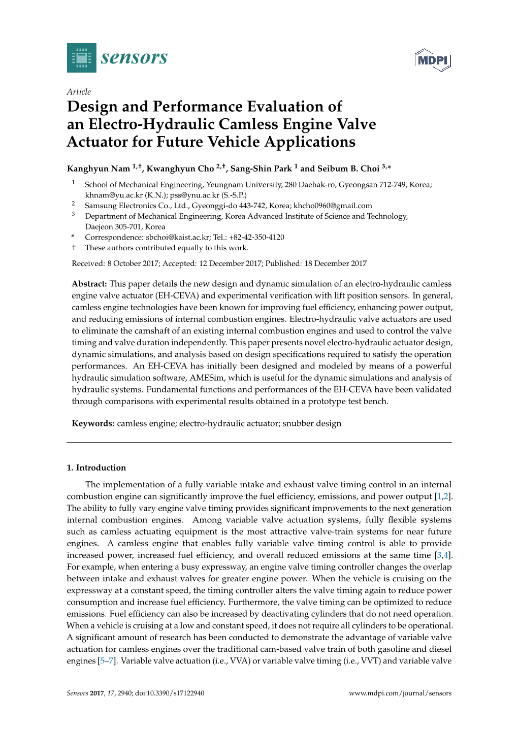 Design and Performance Evaluation of an Electro-Hydraulic Camless Engine Valve Actuator for Future Vehicle Applications