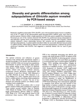 Diversity and Genetic Differentiation Among Subpopulations of Gllricidia Sepium Revealed by PCR-Based Assays