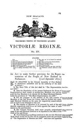 33 and 34 Victoriae 1870 No 15 Representation