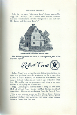 Fl{~Lnat@ Robert Treat* Was by Far the Most Distinguished Citizen the Town Ever Produced from Its Settlement to the Present Date