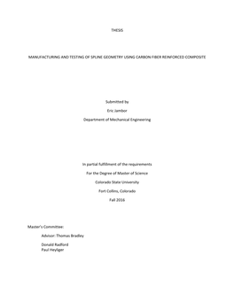 Thesis Manufacturing and Testing of Spline Geometry